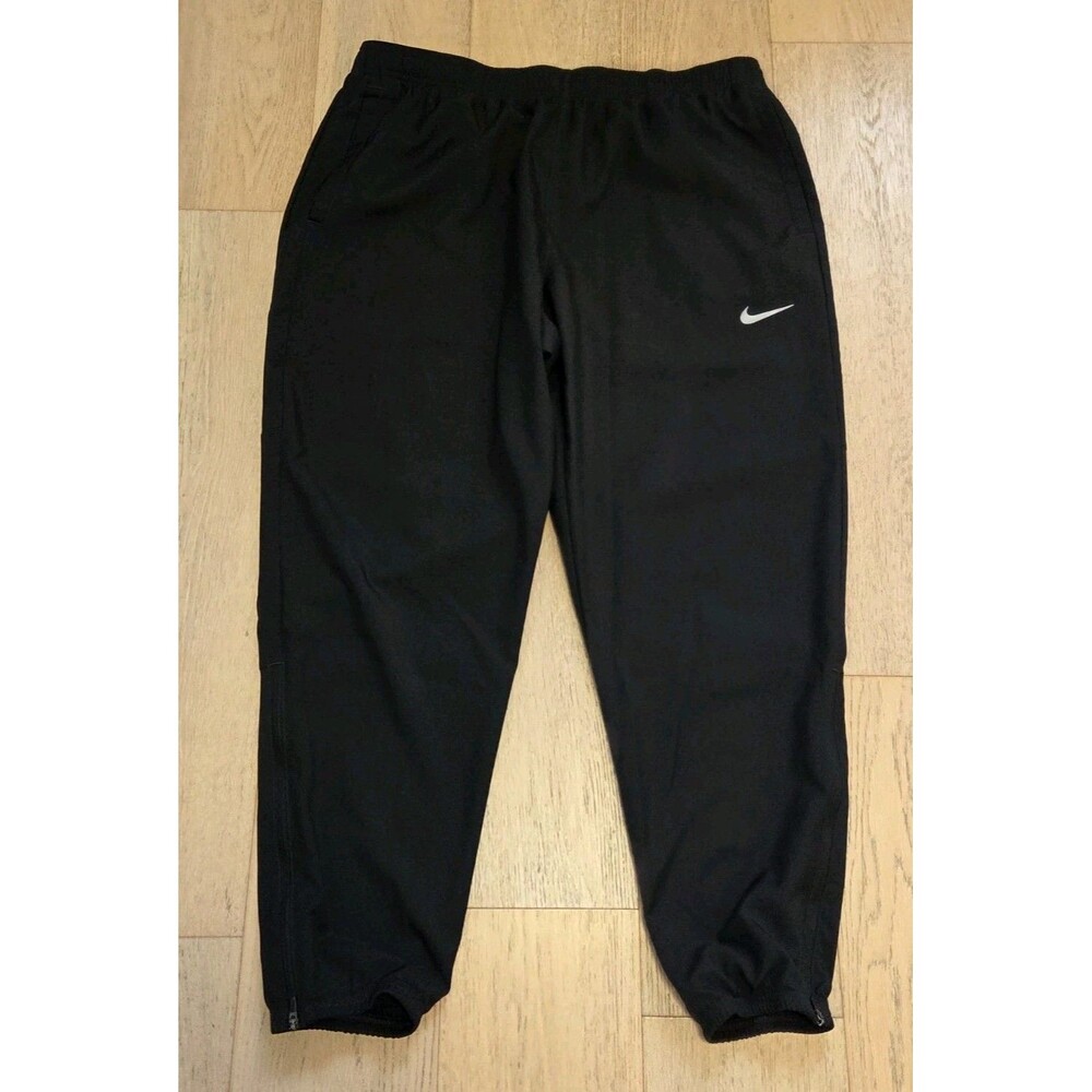 Nike Dri-FIT Men's XL Black Tapered Running Training Pants Ankle Zip Pockets